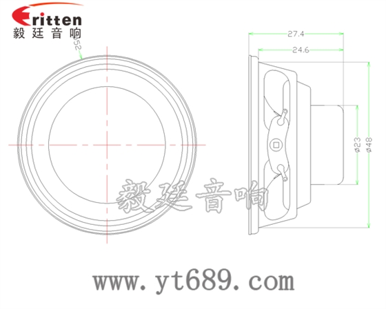 52mm 4Ω5w16芯全频喇叭成品图