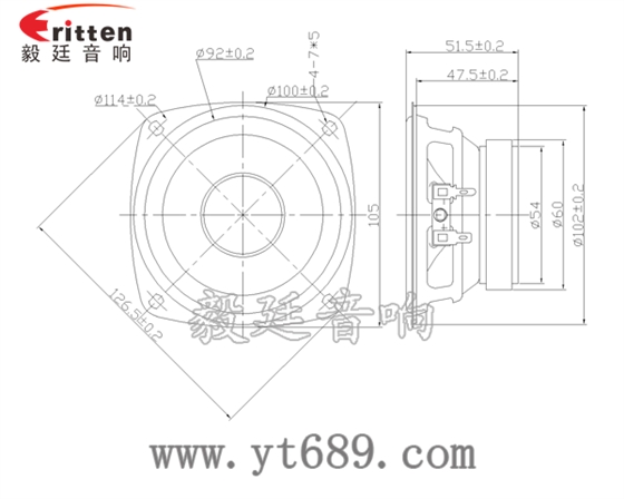 4寸4Ω10w中低音喇叭成品图