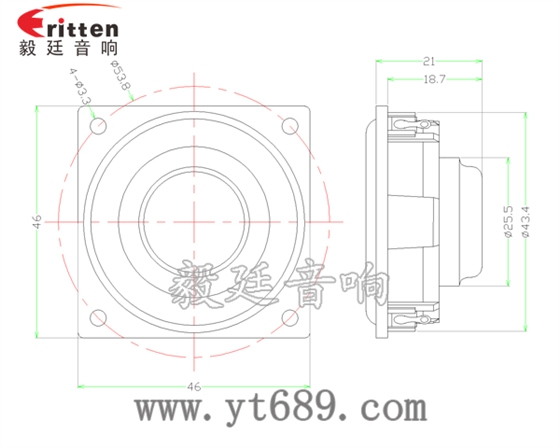 46mm5w6.8欧高品质内磁学习机喇叭成品图