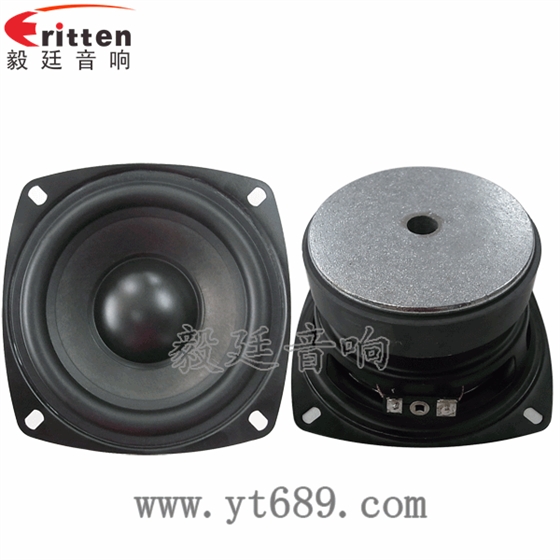 广东厂家供应105mm方形铁盆架橡胶边纸盆25W HIFI音箱系列多媒体音响扬声器正反面 4寸10w全频多媒体音箱喇叭正反面