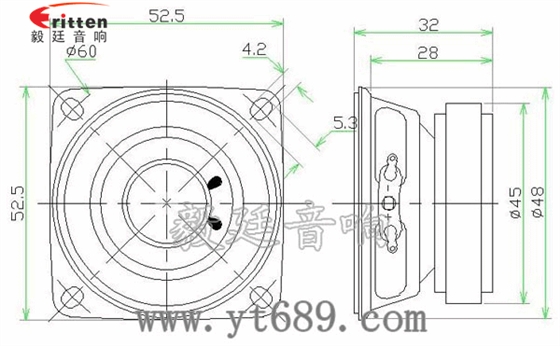53*53mm3Ω13芯全频喇叭成品图 4寸同轴汽车音响喇叭成品图
