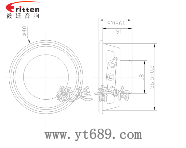 40mm内磁蓝牙音箱喇叭成品图