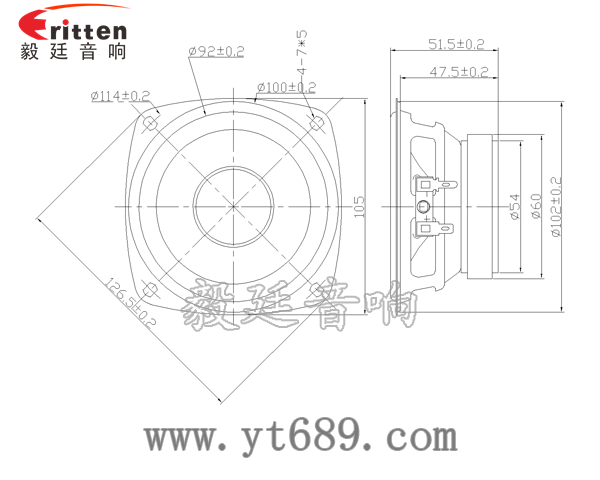 4寸4Ω10w中低音喇叭成品图