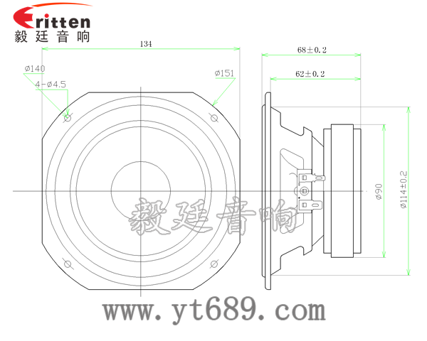 5.25寸4欧25瓦中低音喇叭成品图