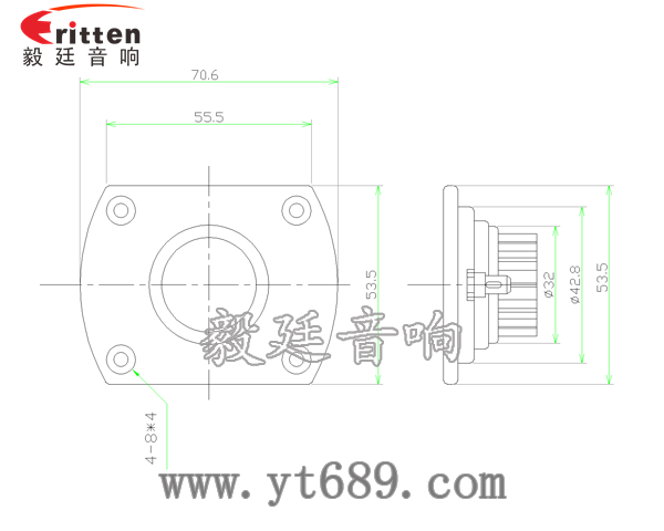 54*70 25瓦丝膜球顶高音喇叭成品图
