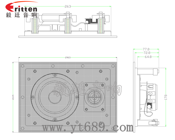 5.25寸2路墙壁喇叭成品图带网罩