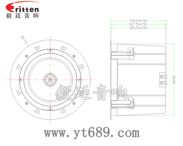 8寸圆筒天花吸顶式喇叭成品图