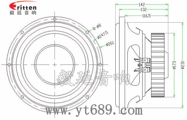 10寸200w超重低音喇叭成品图