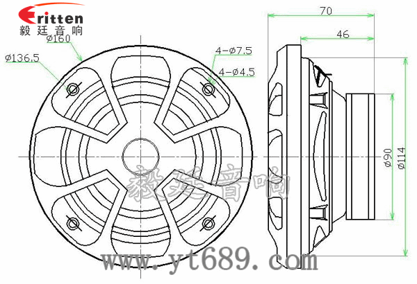 5.25寸25芯40W全频喇叭成品图