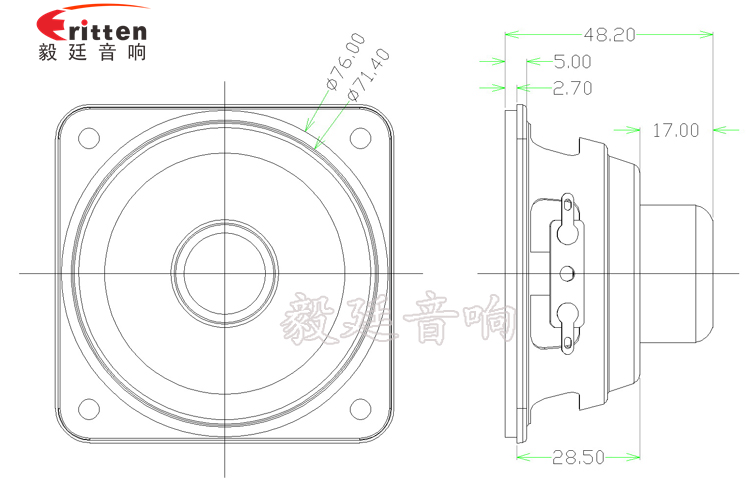 10W4Ω79mm蓝牙音箱喇叭成品图