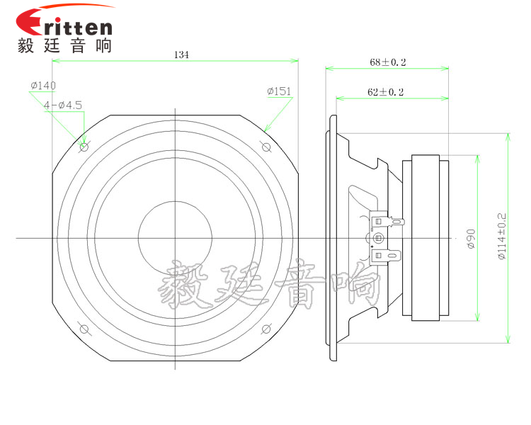 5.25寸25W中低音HIFI音箱喇叭成品图