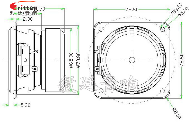 25W全频多媒体音箱喇叭成品图 78mm20w全频内磁喇叭成品图