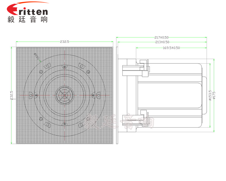 5.25寸圆筒吸顶天花喇叭成品图方型